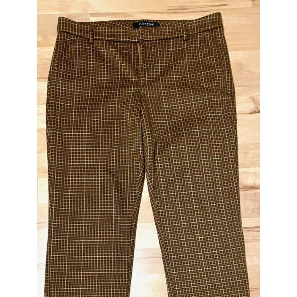 Liverpool LA Kelsey Brown Plaid Knit Ankle Trousers – Size 14/31 (27” Inseam)